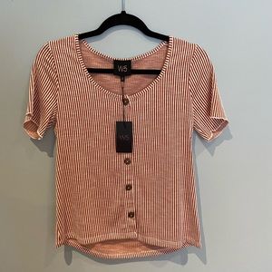 Anthro W5 Concepts Striped T-Shirt with Buttons, S